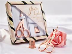 ROSE GOLD GIFT SET 9PC DISPLAY - YOU'RE GOLD, 3.5IN  STORK SCISSORS W/METAL THIMBLE